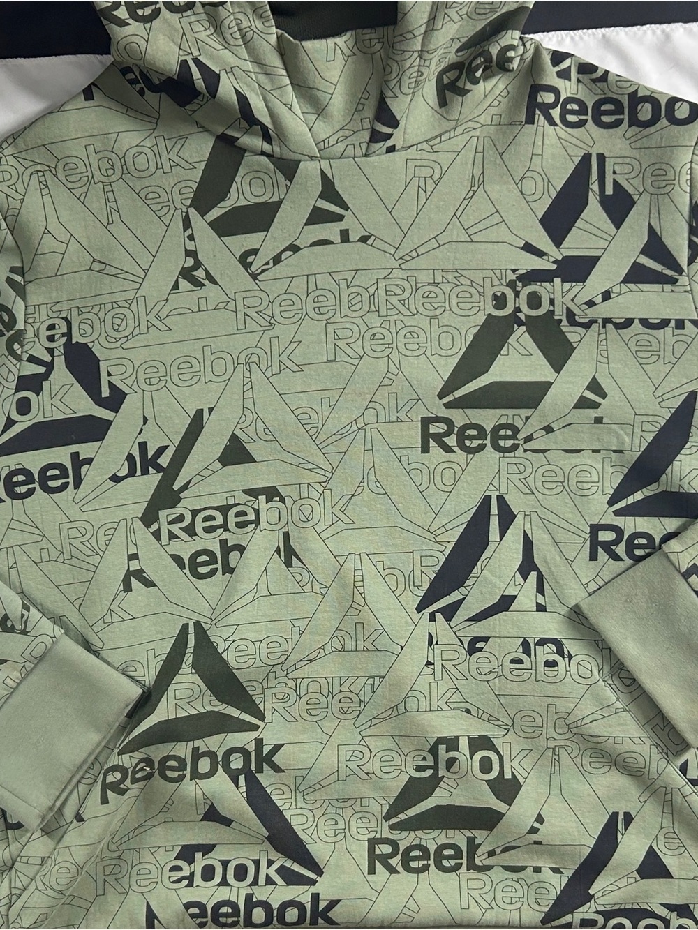 Reebok All Over Logo Print Green Hoodie Men's 2XL NWOT